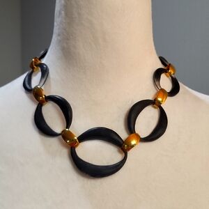 Alexis Bittar Black and Gold Statement Necklace
